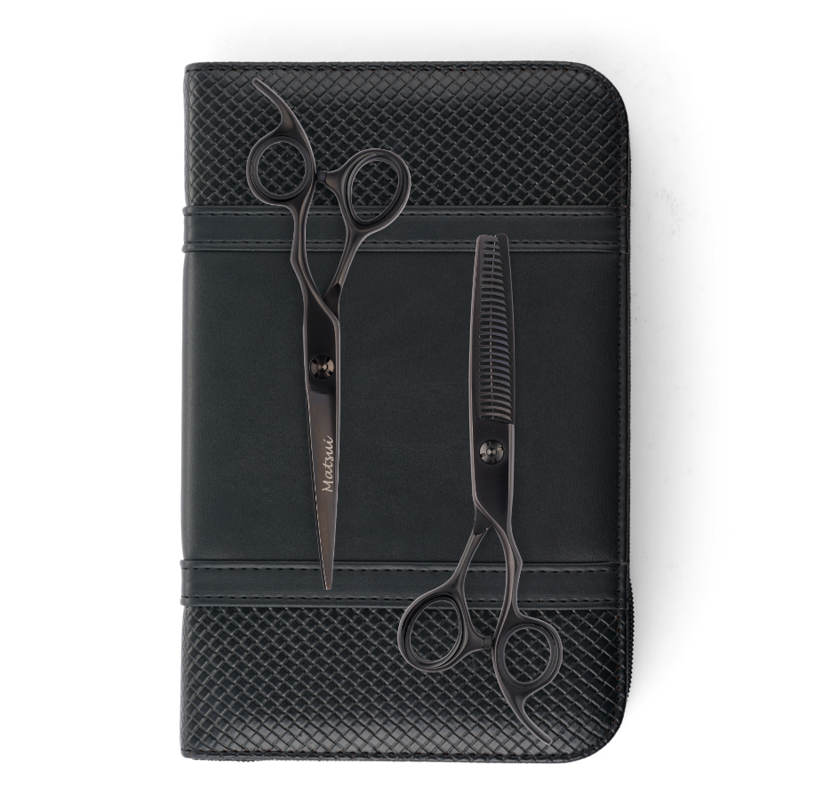 Matsui Lightweight Classic Offset Matte Black Scissor Thinner Combo (8837631574290)