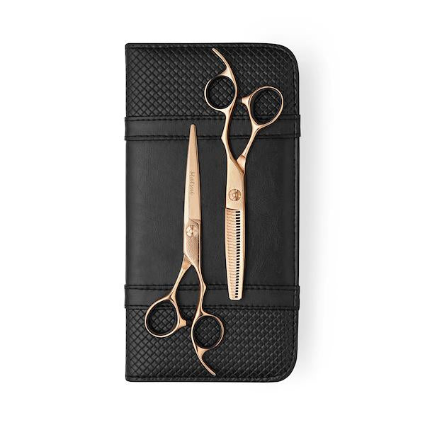2020 Matsui Rose Gold Damascus Offset Scissor Thinner Combo (1979412709462)