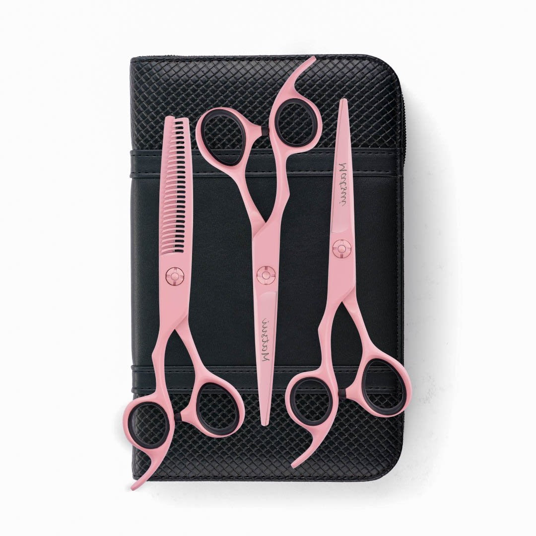 Lefty Matsui Pastel Pink Hairdressing Scissors Triple Set Scissor